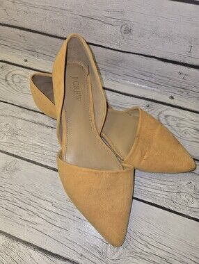 J.Crew Pointed Toe D’Orsay Flats Mustard Yellow Suede Size 7.5
